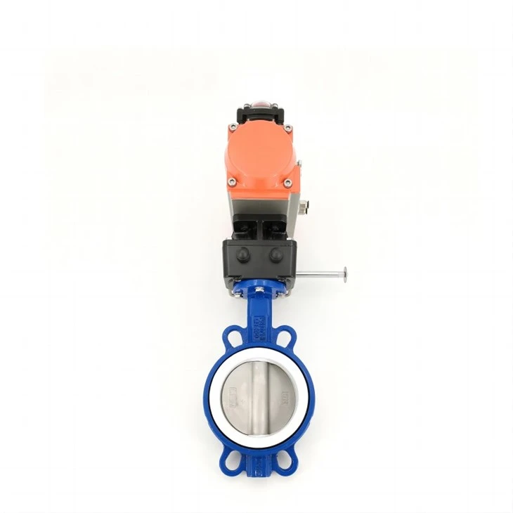 Pneumatický klapkový ventil s ručním mechanismem
